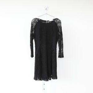 Sandro Black Crochet Lace Knee-Length Dress